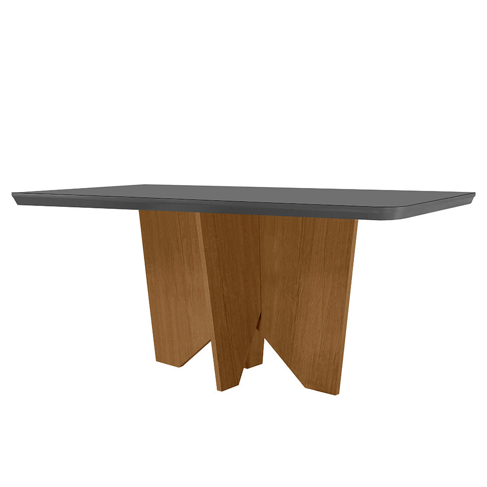 Mesa Sala De Jantar Evora 180cm Em Mdf E Vidro Com Canto Copo