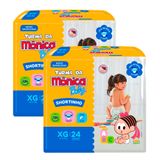 Kit 2 Fralda Shortinho Turma Da Mônica Baby Tamanho Xg Com 24 Fraldas Descartáveis