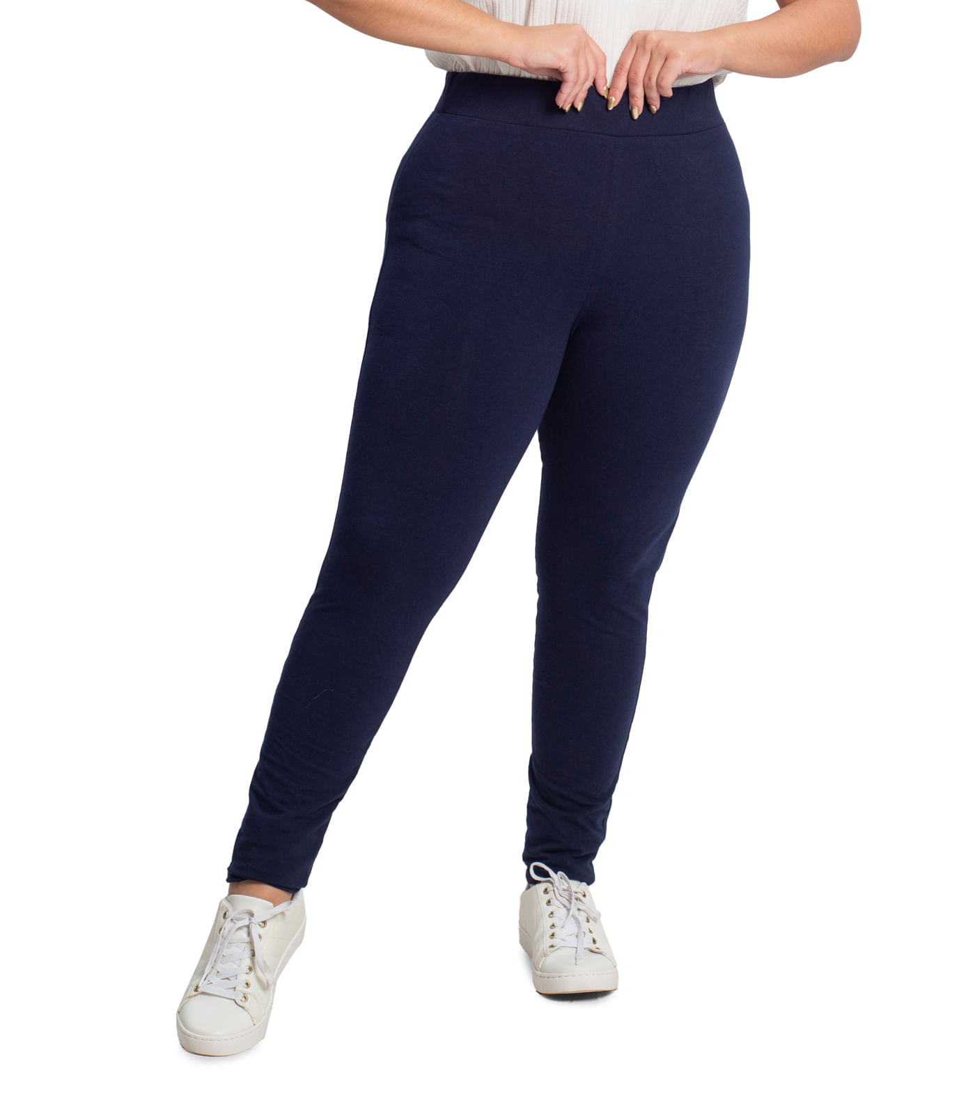 Legging Feminina Plus Size Cotton Secret Glam Azul Plus G2