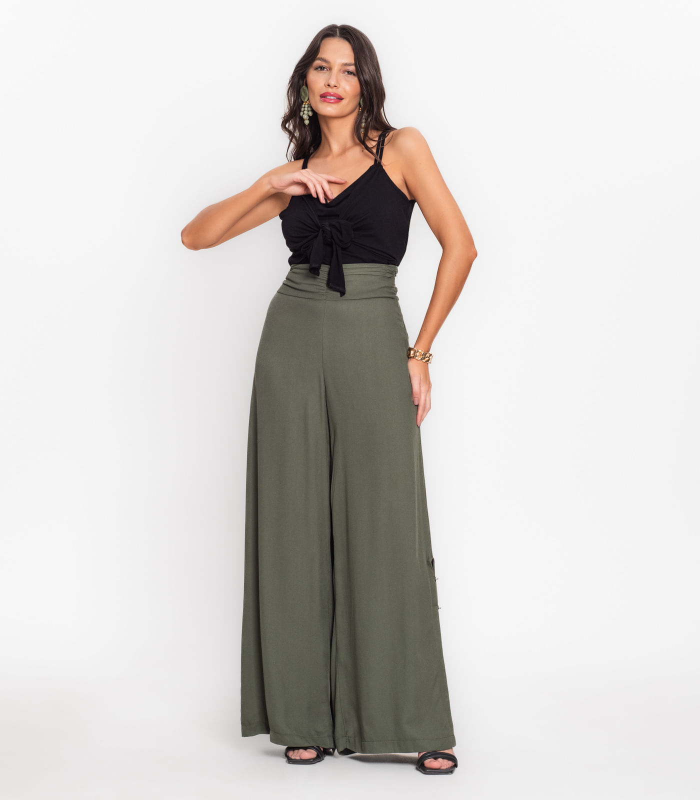 Calça Feminina Pantalona Em Viscose Endless Verde P