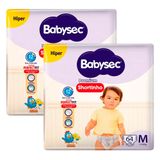 Kit 2 Fralda Shortinho Babysec Premium Tamanho M Com 64 Fraldas Descartáveis Cada