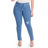 Calca Skinny Jeans Com Elastano Secret Glam Azul Plus 50