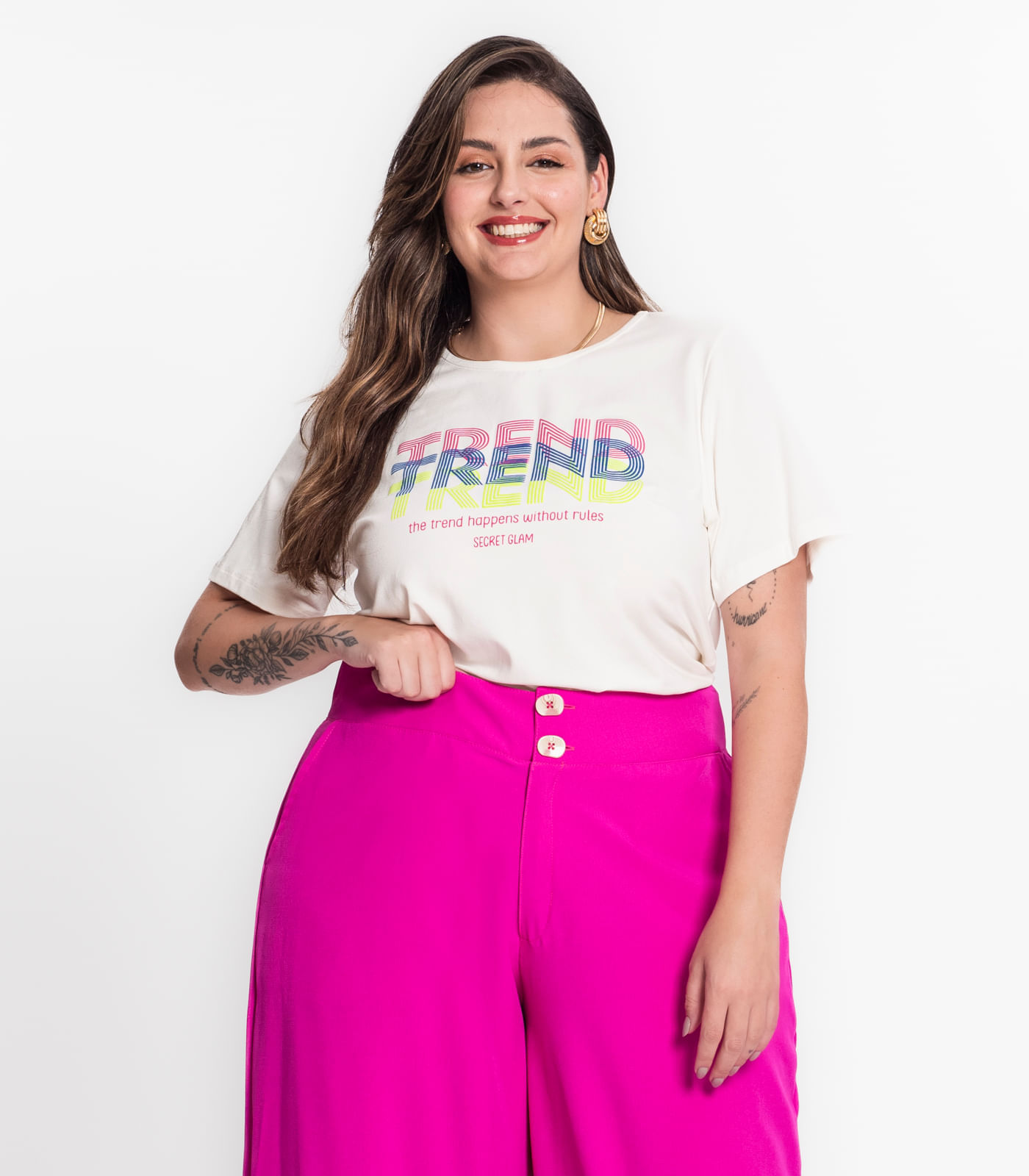 Blusa Feminina Plus Size Em Visco Bali Secret Glam Bege Plus G4