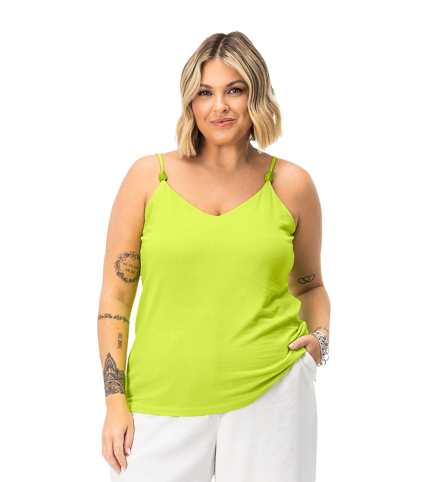 Blusa Feminina De Alça Plus Size Secret Glam Verde Plus G2