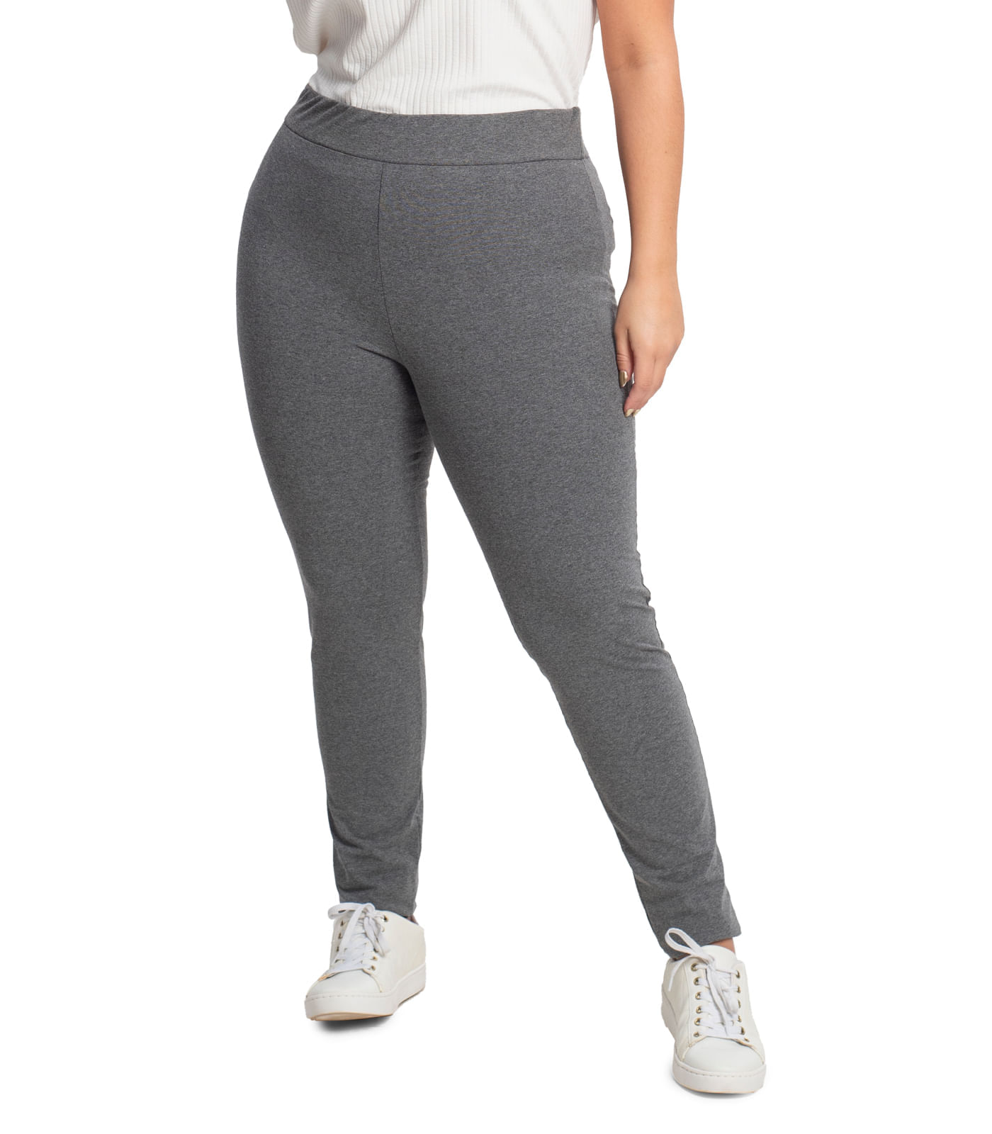 Legging Feminina Plus Size Cotton Secret Glam Cinza Plus G2