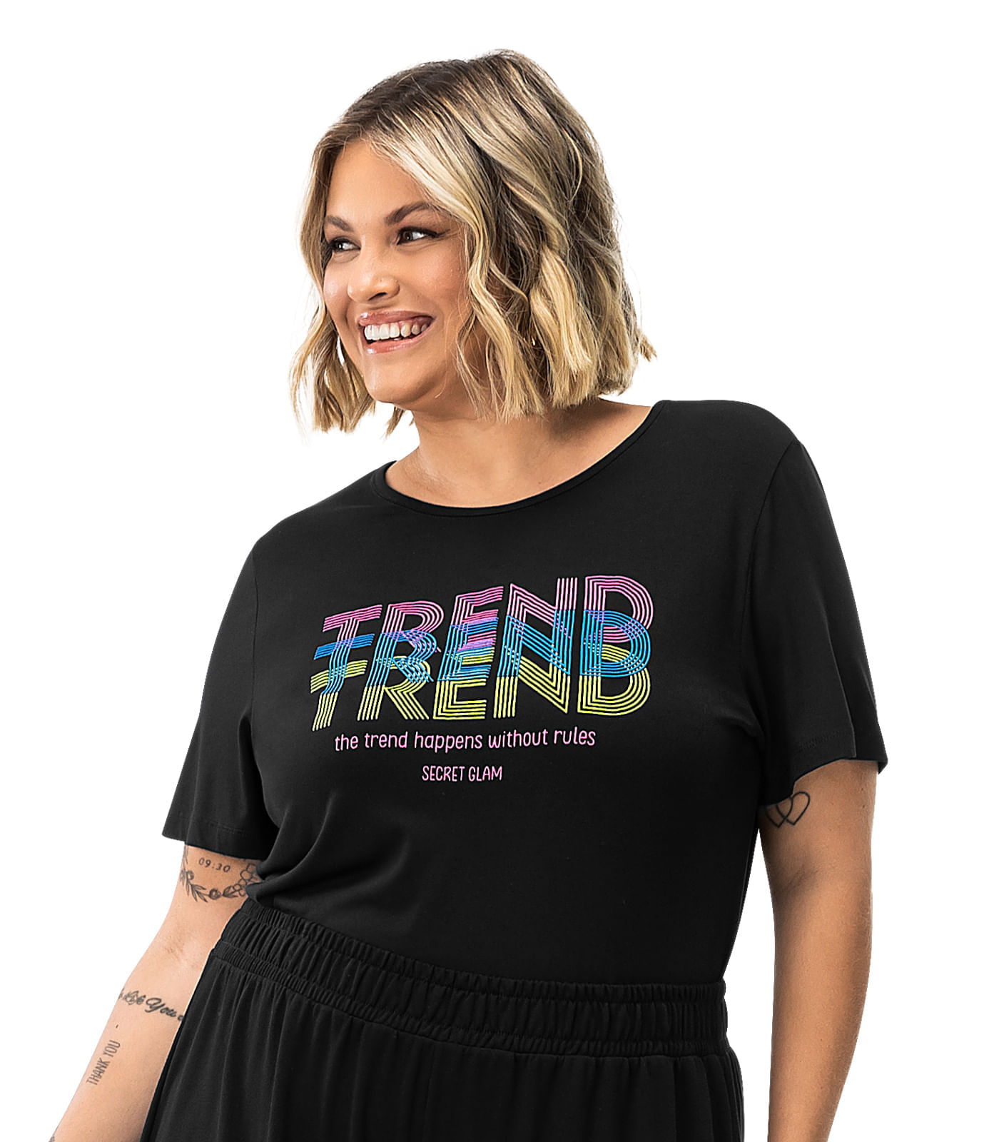 Blusa Feminina Plus Size Em Visco Bali Secret Glam Preto Plus G2