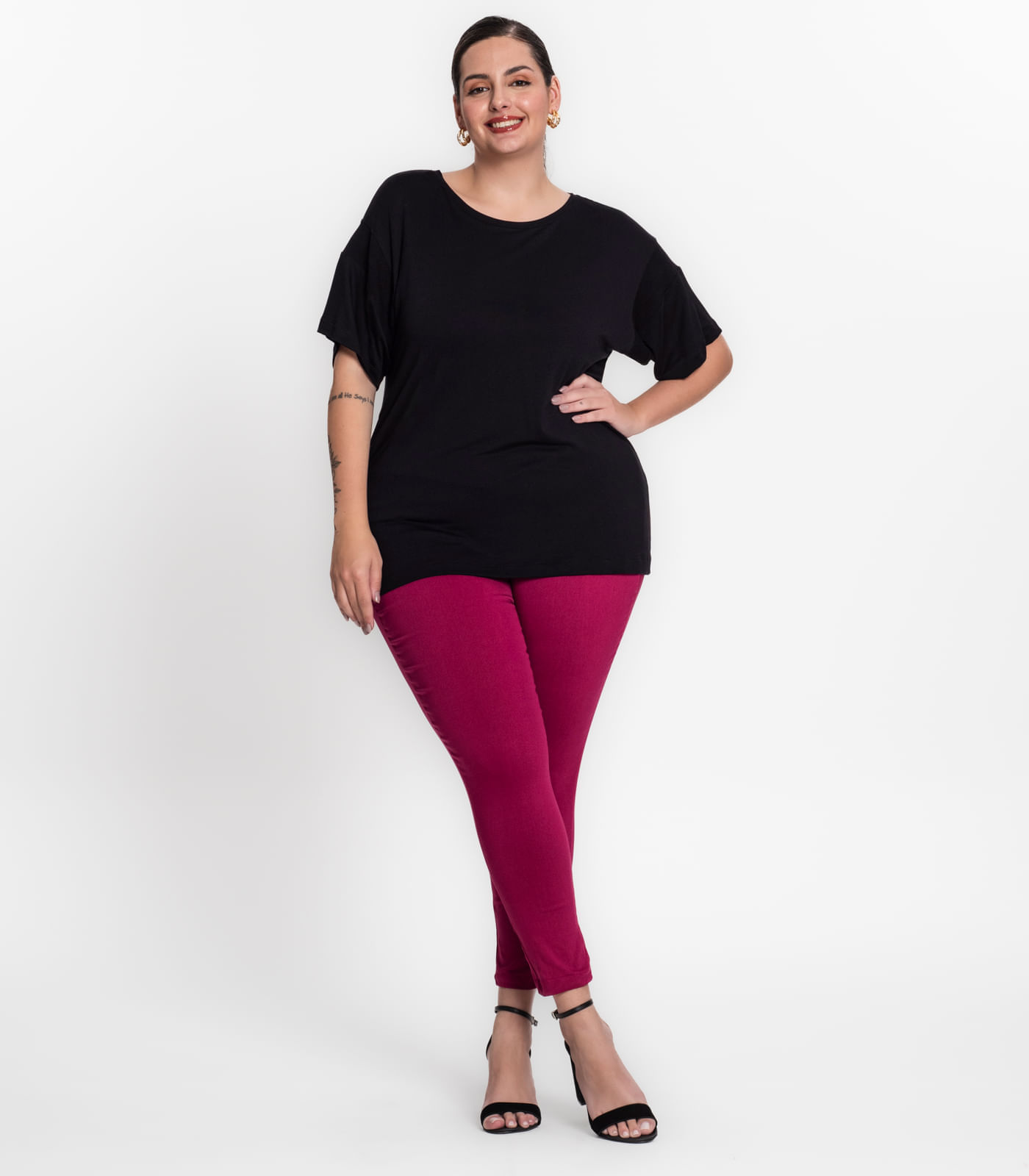 Legging Feminina Plus Size Bengaline Secret Glam Rosa Plus G2