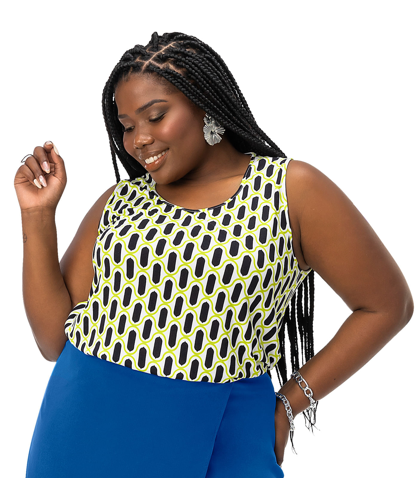 Regata Plus Size Em Viscotorcion Secret Glam Verde Plus G1
