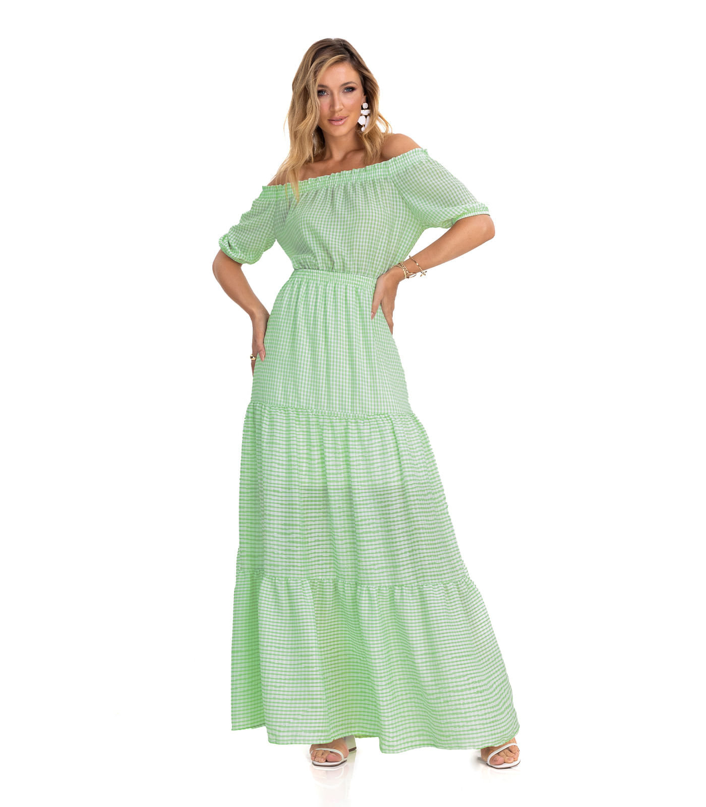 Vestido Longo Em Air Flow Endless Verde P