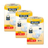 Kit 3 Fraldas Geriátricas Bigfral Derma Plus Juvenil Com 10un Cada