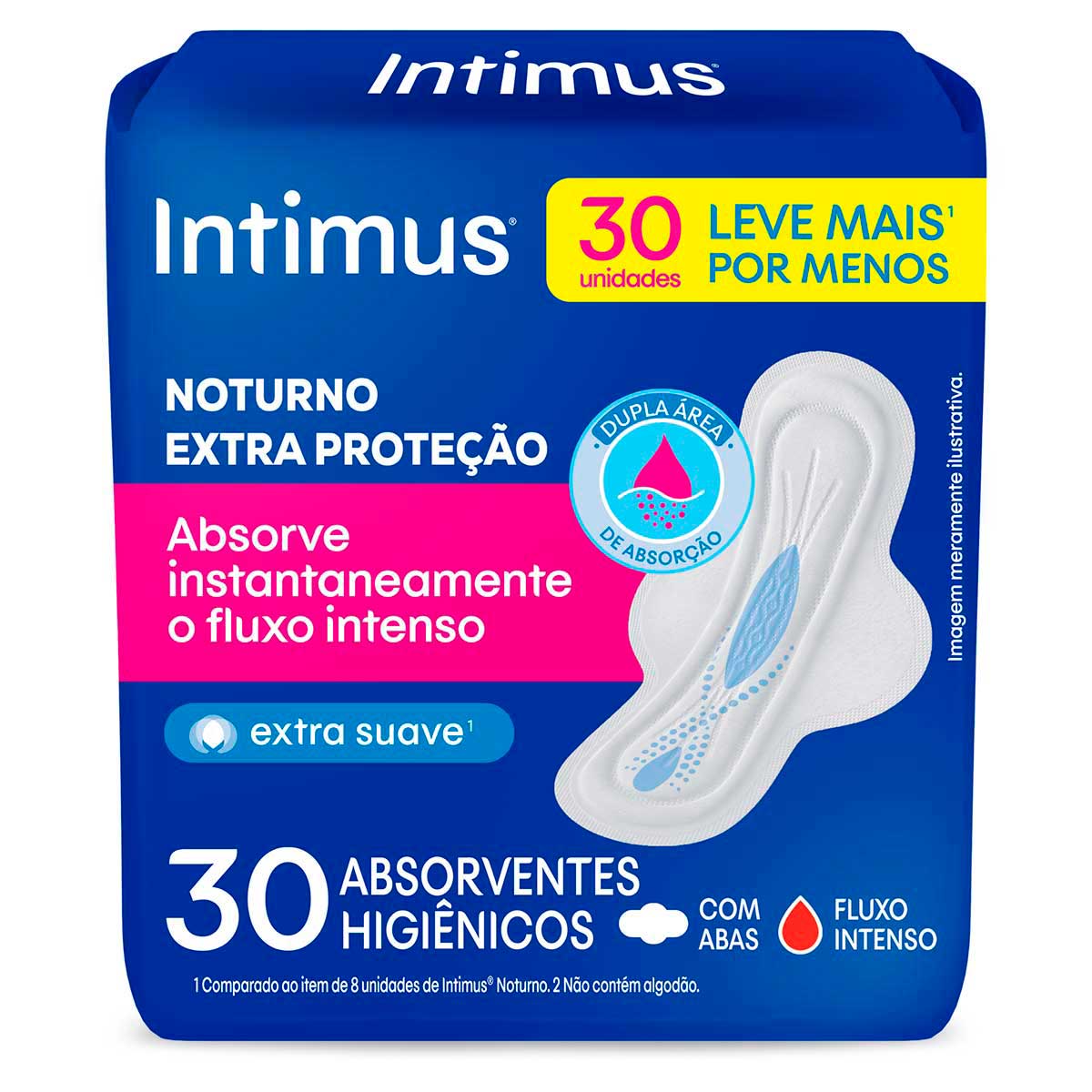 Absorvente Noturno Suave com Abas Intimus 30 Unidades