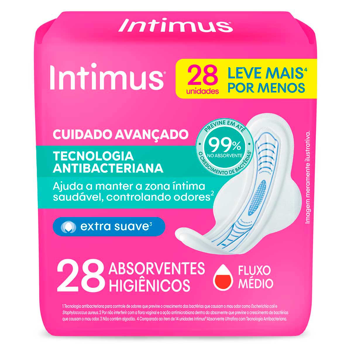 Absorvente Intimus Tecnologia Antibacteriana com Abas 28 Unidades