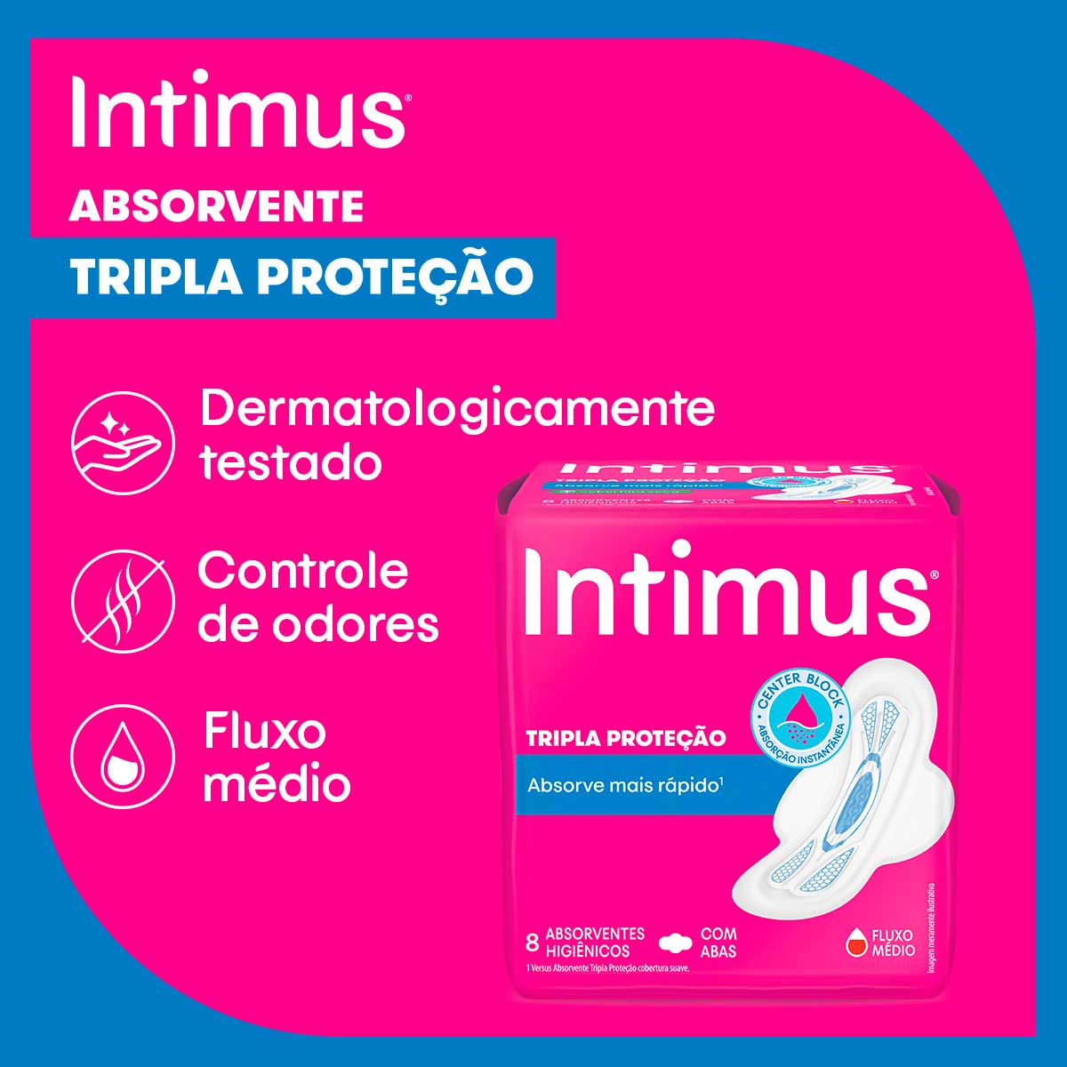 Absorvente Tripla Proteção Seca com Abas Intimus 32 Unidades - Carrefour