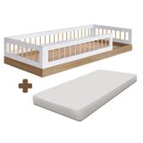 Cama Infantil Montessoriana Solteiro 84 X 195 Cm Com Colchão Aveiro Oak Branco Jarne Completa Móveis