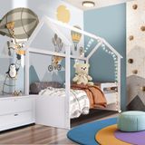 Cama Infantil Com Colchão Solteiro Casinha Branco Carrossel Shop Jm