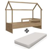 Cama Casinha Montessoriana Com Colchão Solteiro Aveiro Oak Sorriso Shop Jm