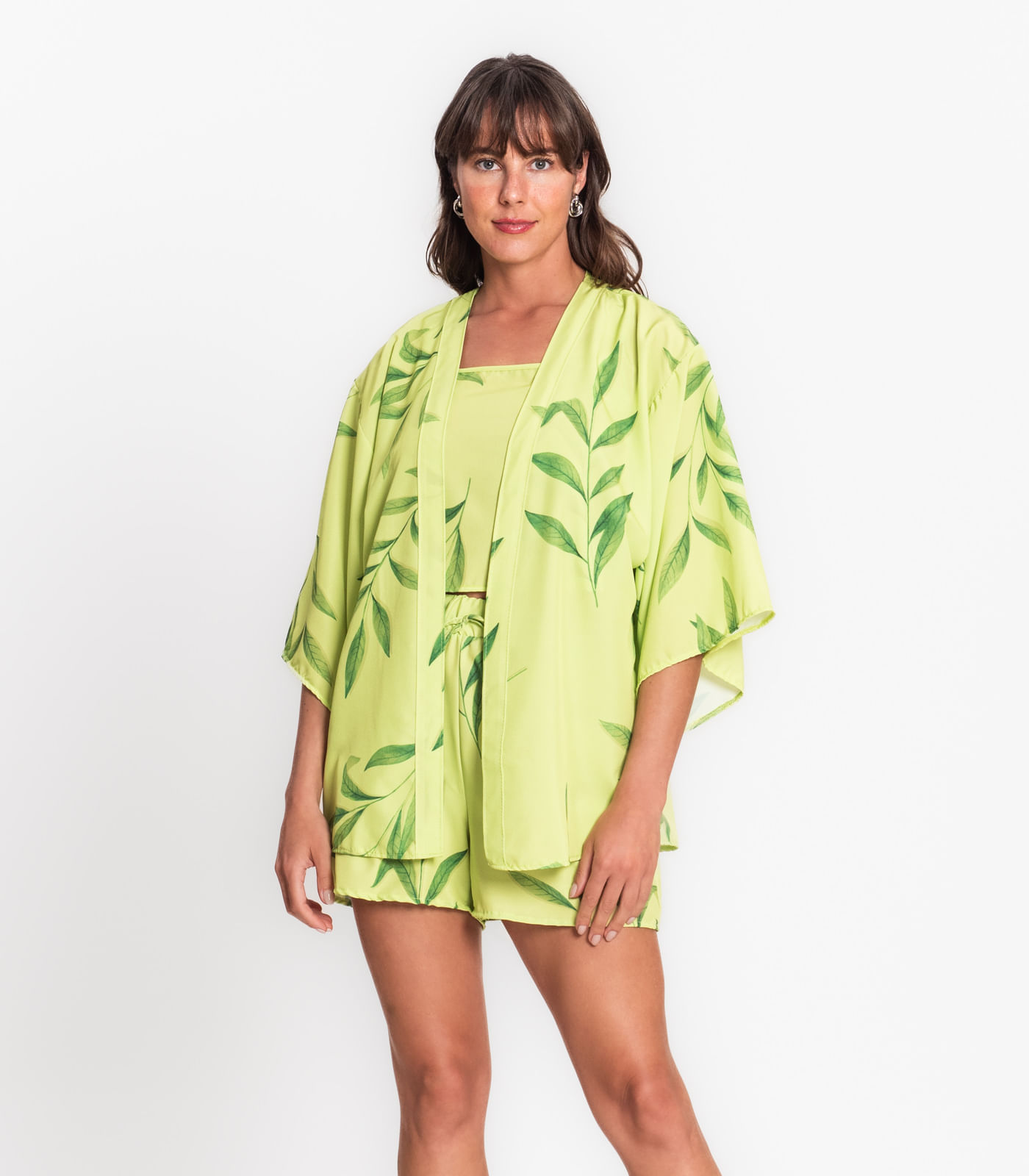 Kimono Feminino Estampado Em Tactel Rovitex Verde G