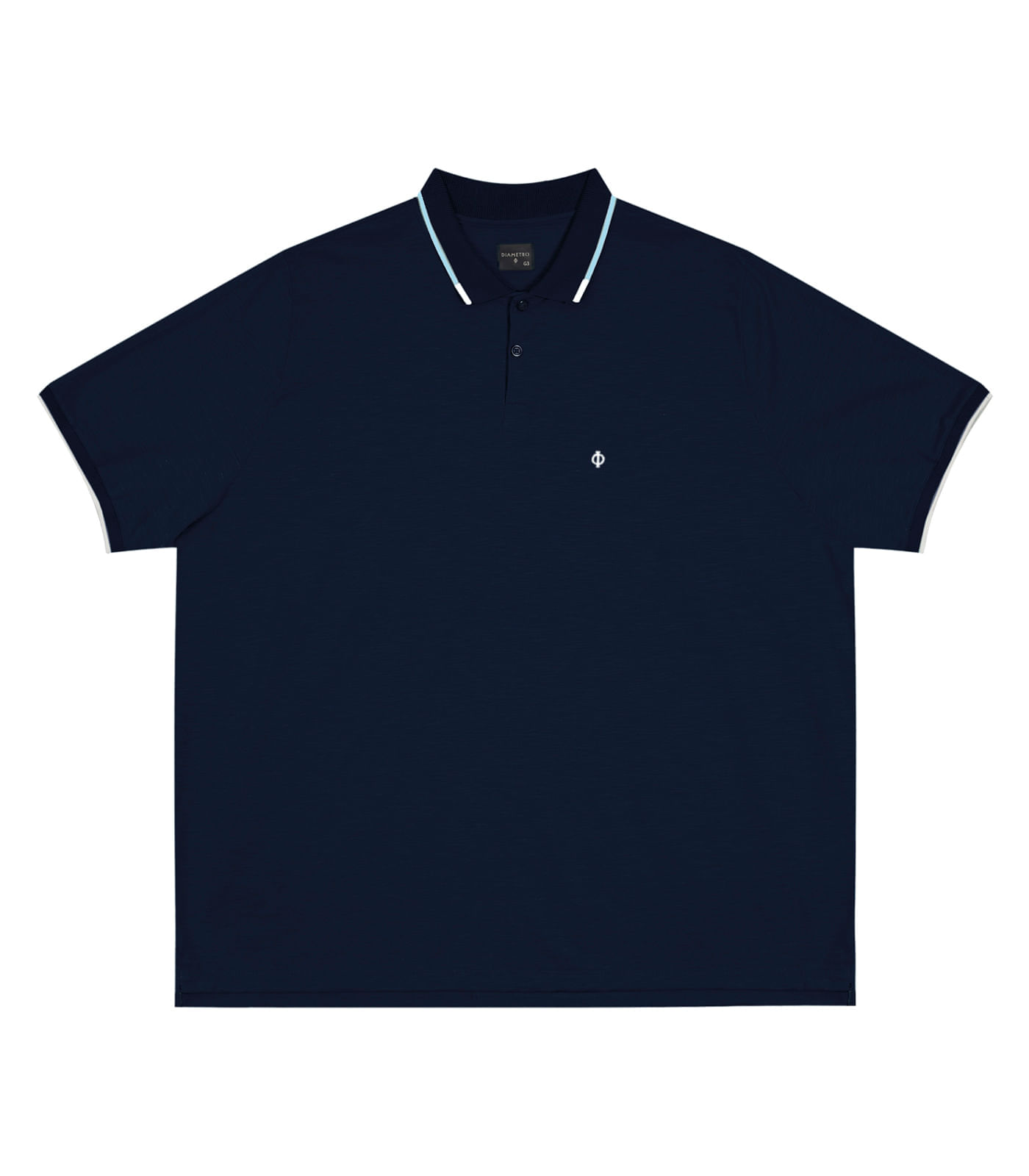 Camisa Polo Masculina De Malha Diametro Azul Plus G1