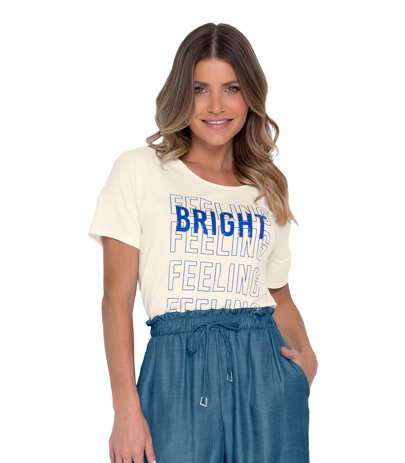 Blusa Manga Curta Básica Em Viscotorcion Rovitex Bege Gg