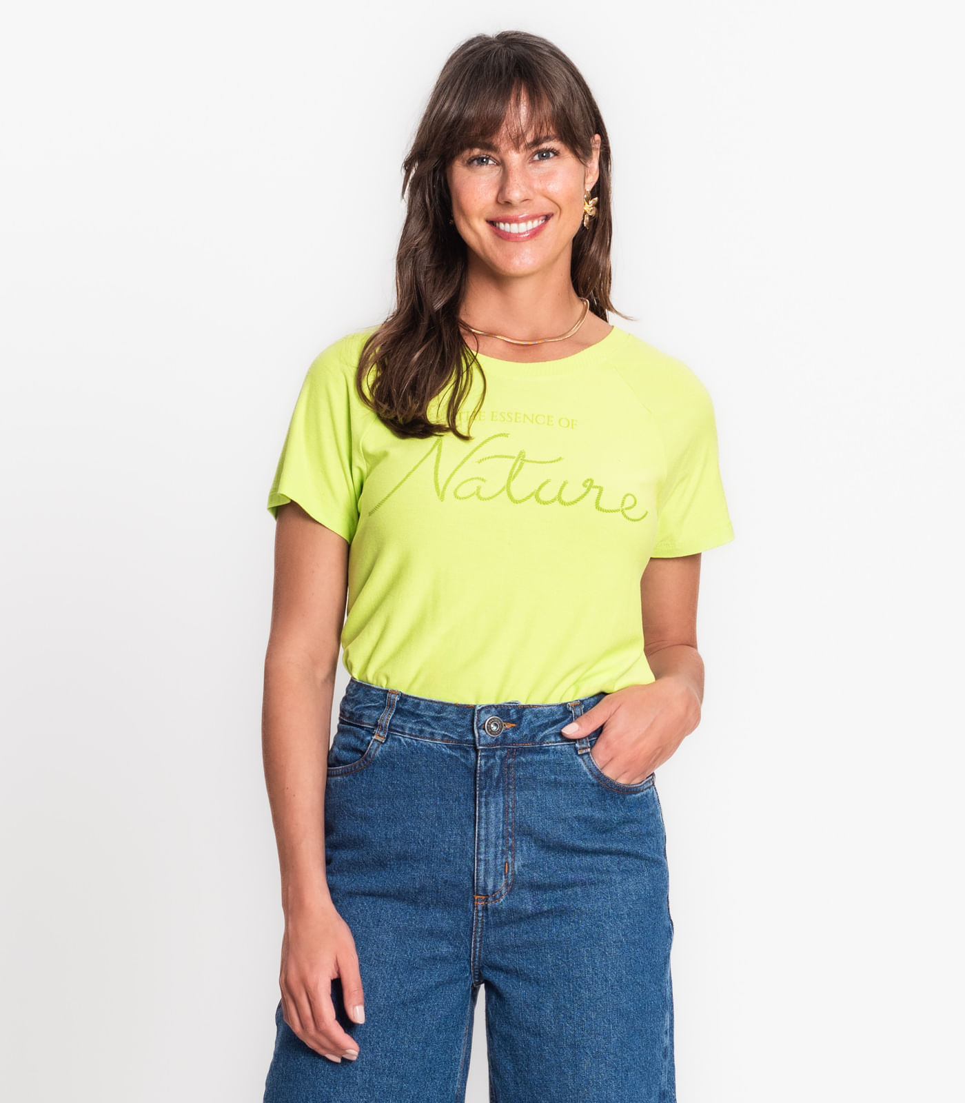 Blusa De Manga Curta E Decote Redondo Rovitex Verde Gg