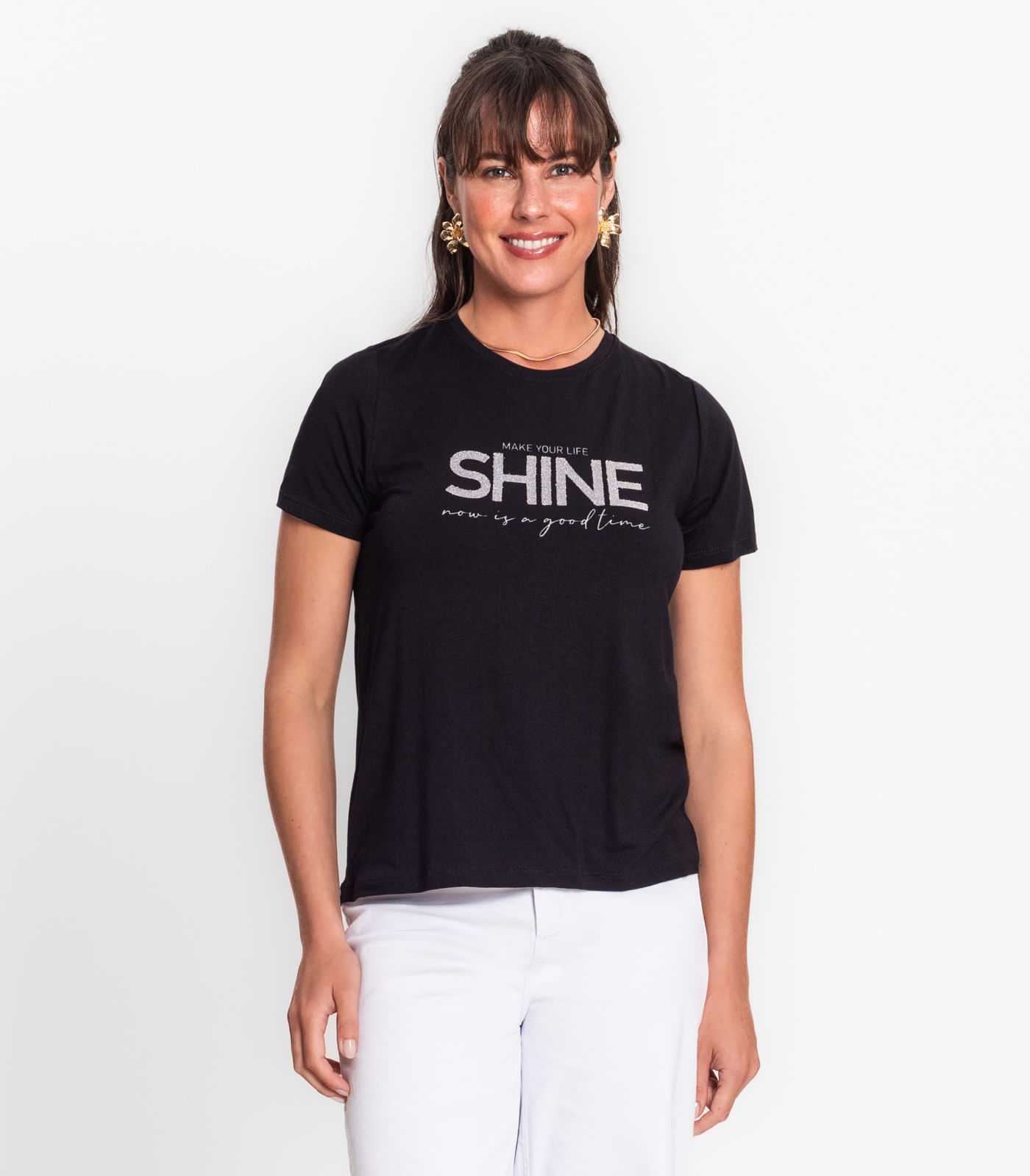 Blusa Manga Curta E Decote Redondo Rovitex Preto G