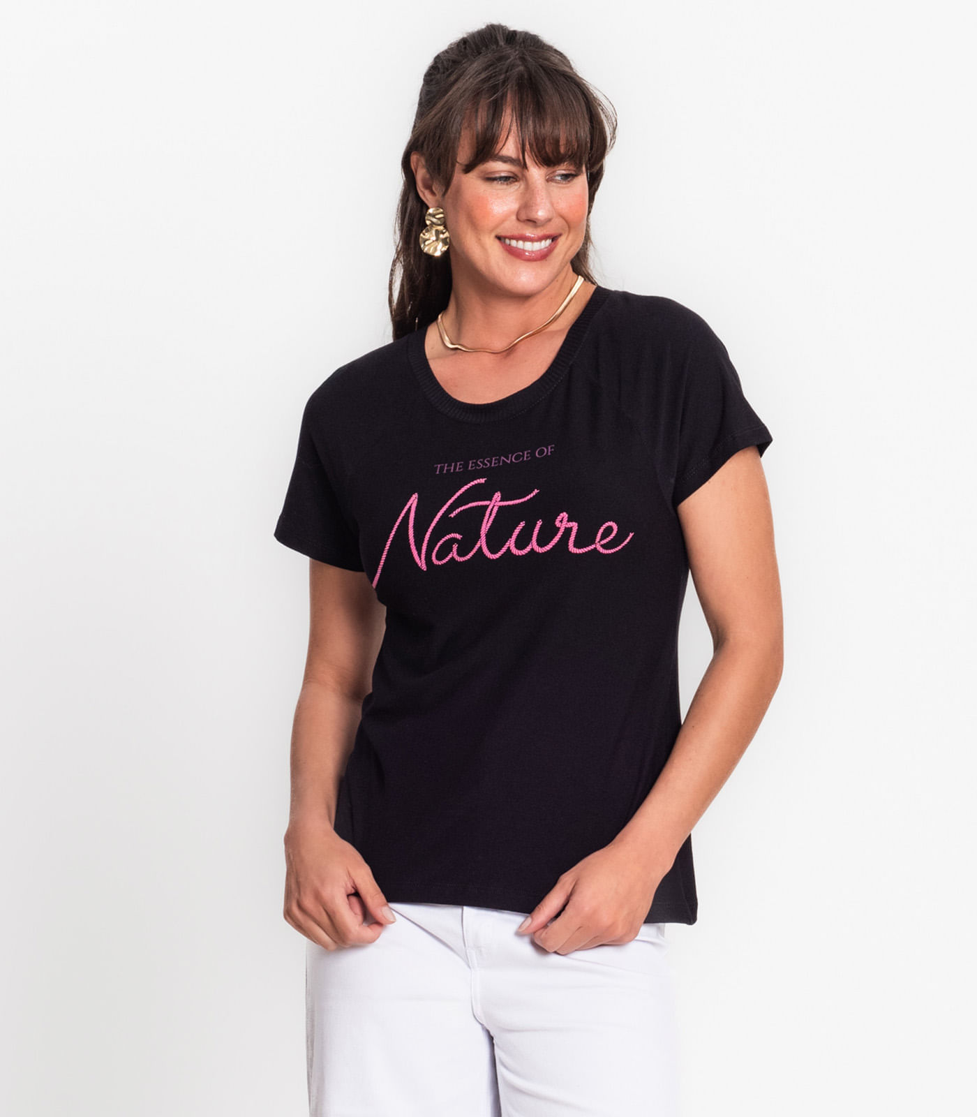 Blusa De Manga Curta E Decote Redondo Rovitex Preto M