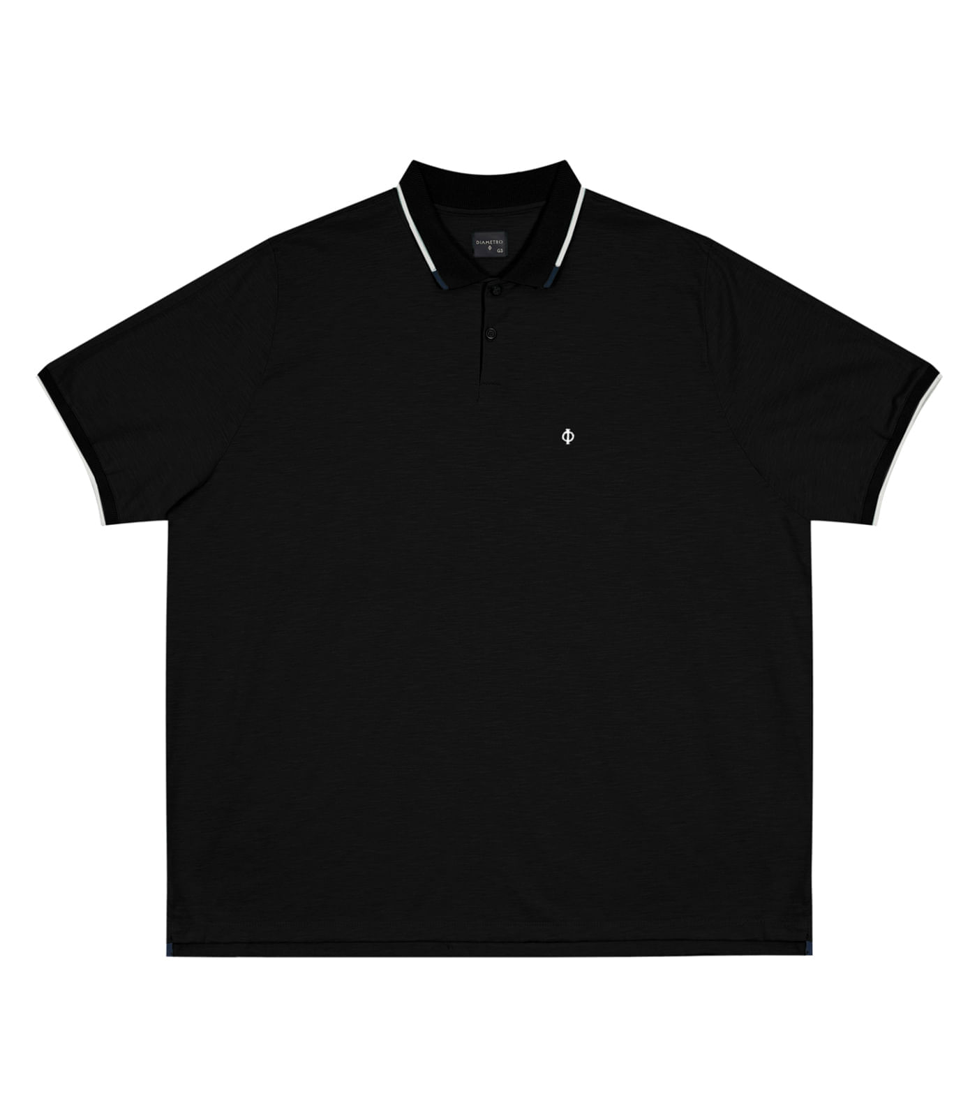 Camisa Polo Masculina De Malha Diametro Preto Plus G2