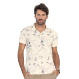 Camisa Masculina Florida Em Meia Malha Diametro Bege M