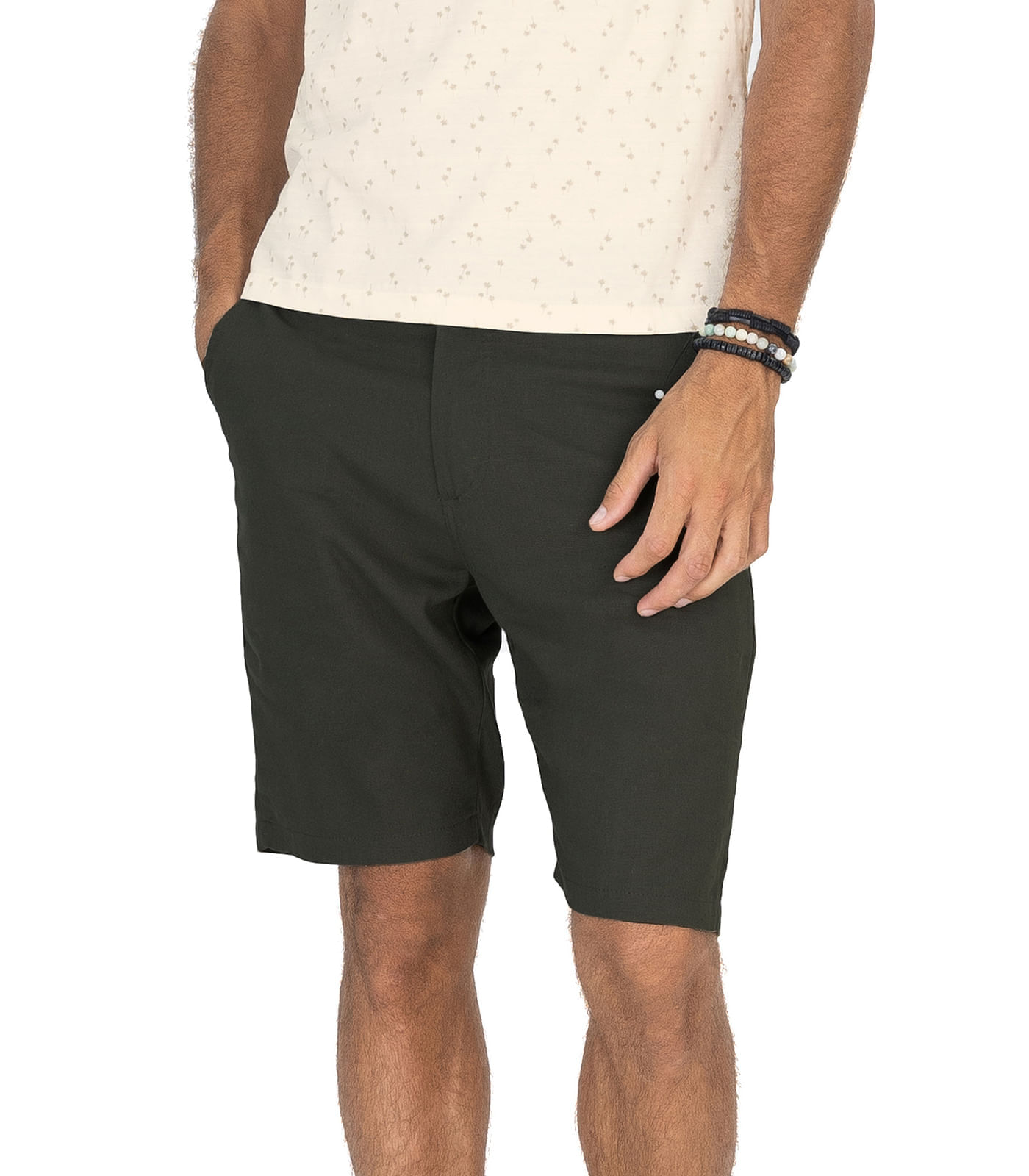 Bermuda Masculina Em Linho Diametro Verde 40