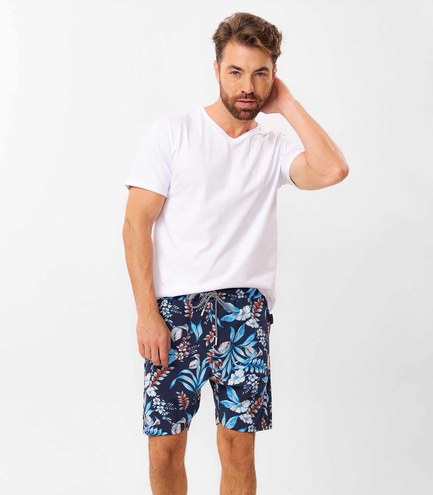 Bermuda Masculina Florida Em Tactel Azul M