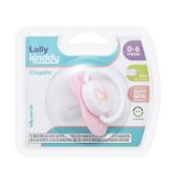 Chupeta Lolly Kinddy Silicone 0-6 Meses Rosa E Branco 1 Unidade