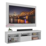 Rack Com Painel E Suporte Tv Até 65 Polegadas Miami Multimóveis Mp1057 Branco