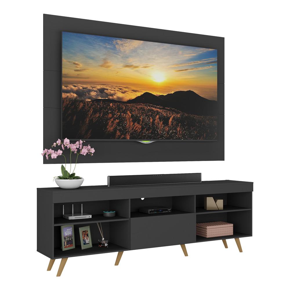 Rack Retrô Com Painel Tv Até 65 Polegadas Miami Multimóveis Mp1060 Preto/natural