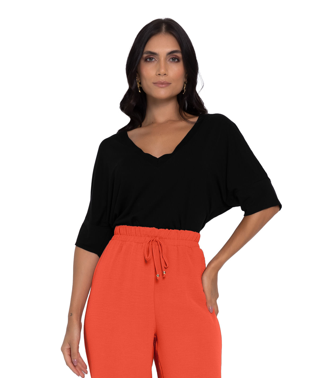 Blusa Feminina Com Recorte Na Manga Rovitex Preto M