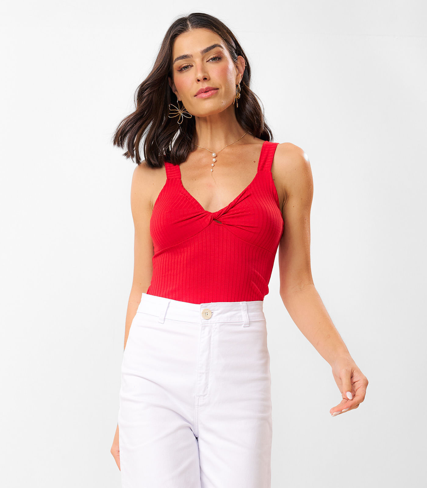 Regata Básica Em Ribana Canelada Rovitex Vermelho P