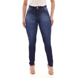 Calça Feminina Skinny Jeans Simples Detalhe De Risco Com Chuva De Brilhinhos