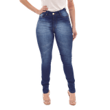 Calça Feminina Skinny Jeans Simples Detalhe De Risco Linha Glamour Com Strass