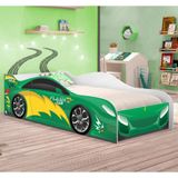 Cama Carro Fast Menino Verde Solteiro Com Colchão