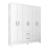 Guarda-roupas Com 6 Portas E 2 Gavetas Multimóveis Cr35137 Branco Brilho