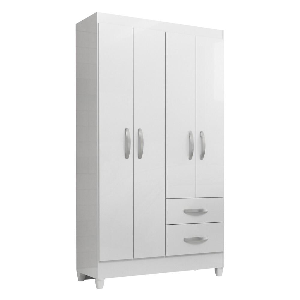 Guarda-roupas Com 4 Portas E 2 Gavetas Multimóveis Cr35138 Branco Brilho