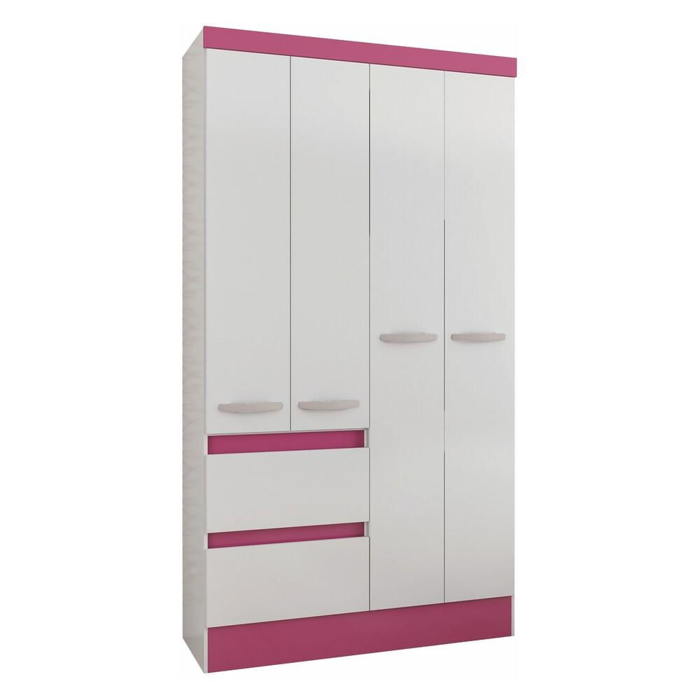 Guarda-roupas 4 Portas 2 Gavetas Com Rodapé Multimóveis Cr35135 Branco/rosa