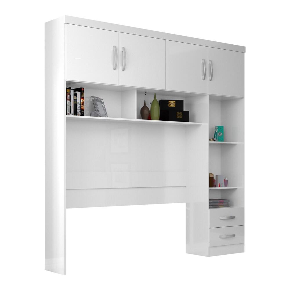 Guarda-roupas Para Cama Box Casal 4 Portas Multimóveis Cr35126 Branco Brilho