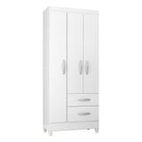 Guarda-roupas Com 3 Portas E 2 Gavetas Multimóveis Cr35139 Branco Brilho