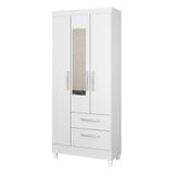 Guarda-roupas 3 Portas 2 Gavetas Com Espelho Multimóveis Cr35145 Branco Brilho