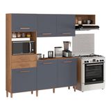 Cozinha Completa Compacta 3 Pçs 225cm Multimóveis Cr20110 Canelato Rústico/grafite