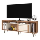 Rack Tv Até 75&quot; Com 1 Porta E Pés Retrô Multimóveis Cr45224 Canelato Rústico/natura Off White