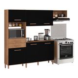Cozinha Completa Compacta 3 Pçs 225cm Multimóveis Cr20110 Canelato Rústico/preto