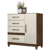 Comoda Sapateira Com Pes 4 Gav 7073 Castanho Wood Off White Moval