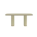 Mesa Lintz Tampo Vidro Off White Fosco Base Tecido Bege 184cm  - 70590