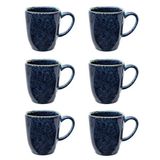 Conjunto 06 Canecas Orgânicas Azul De Porcelana 380 Ml Ryo Safira Oxford